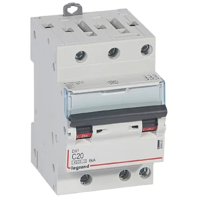 LEGRAND Disjoncteur tripolaire 20A courbe c - Vis/Vis - 406893 