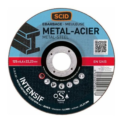 SCID Disque &agrave; &eacute;barber usage intensif  - M&eacute;taux - Diam&egrave;tre 125 mm