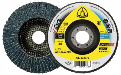 KLINGSPOR Disque &agrave; lamelles  SMT 624 180 x 22,23 mm grain 40 convexe