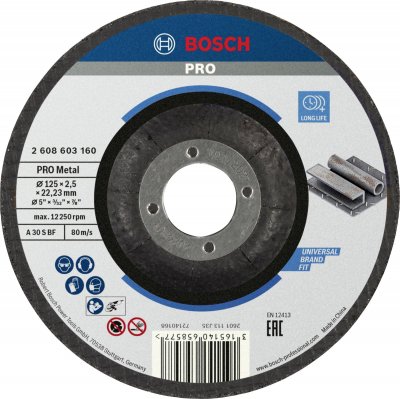 BOSCH Disque &Agrave; Tron&ccedil;onner  &Agrave; Moyeu D&eacute;port&eacute; Standard Pour Le M&eacute;tal 125X2.5 Mm - 2608603160