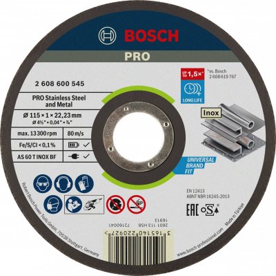 BOSCH Disque &agrave; tron&ccedil;onner  expert for inox 115 x 1 mm 2608600545