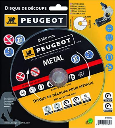 Disque &agrave; tron&ccedil;onner d. 180 x 1,6 x 22,2 - M&eacute;tal - 801180 - Peugeot