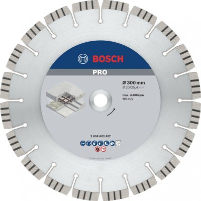 BOSCH Disque &agrave; tron&ccedil;onner diamant&eacute; Best for Concrete, 300 x 20,00+25,40 x 2,8 x 15 mm  2608602657