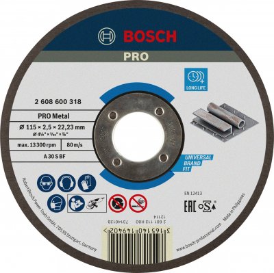 BOSCH Disque &agrave; tron&ccedil;onner le m&eacute;tal, droit, A 30 S BF, 115x22,23x2,5mm 