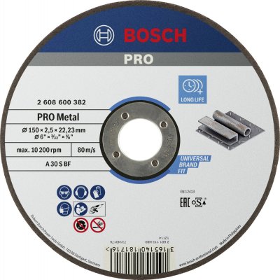 BOSCH Disque &agrave; tron&ccedil;onner le m&eacute;tal, droit, A 30 S BF, 150x22,23x2,5mm 