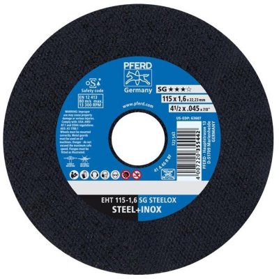 PFERD Disque &agrave; tron&ccedil;onner sg-elastic a plat Inox  mm: 115 - Ep. mm: 1.6