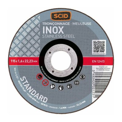 SCID Disque &agrave; tron&ccedil;onner standard moyeu plat - Inox - &Oslash; 115 mm - 