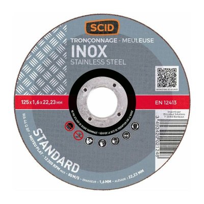 SCID Disque &agrave; tron&ccedil;onner standard moyeu plat - Inox - &Oslash; 125 mm - 