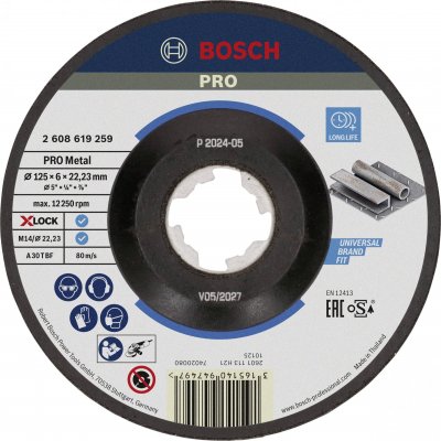 BOSCH Disque abrasif EXPERT pour m&eacute;tal X-LOCK - 125 x 6 x 22,23 mm - 