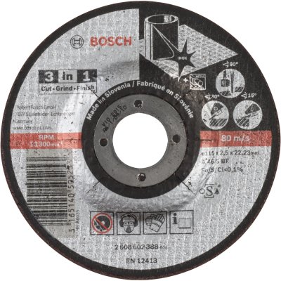 BOSCH Disque de coupe 3 en 1 A 46 S BF, 115 mm, 22,23 mm, 2,5 mm 