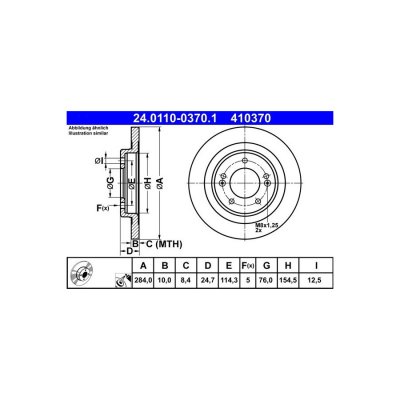 ATE Disque de frein arriere  24.0110-0370.1 (X1)
