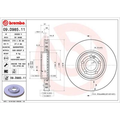 BREMBO Disque de frein COATED DISC LINE 09.D985.11 