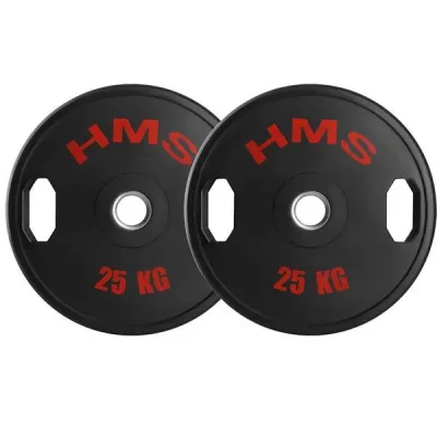 HMS Disque de musculation rev&ecirc;tue de caoutchouc  TOG25 Olimpijski