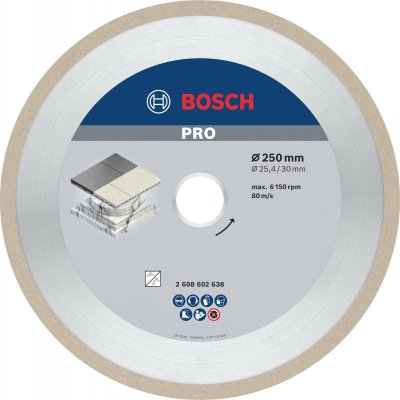 BOSCH Disque diamant Best for Ceramic &Oslash; 250 AL 25,40  2608602638.