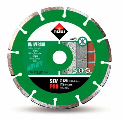RUBI Disque Diamant G&eacute;n&eacute;ral Chantier Segment&eacute; Sev &Oslash;125mm Pro R32940 