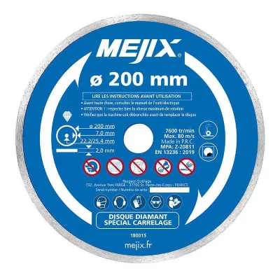 MEJIX Disque diamant  180015 - 200 mm BR 25.4/22.2 mm