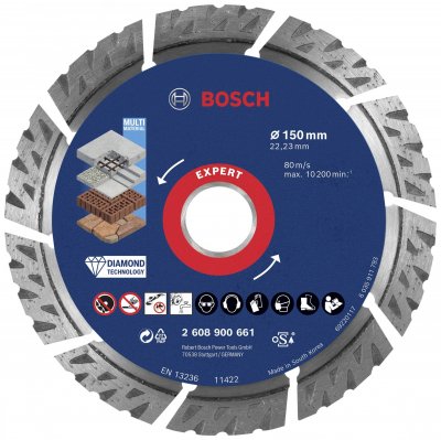 BOSCH Disque Diamant Multi-materiaux Expert 150x22.23x2.4x12mm