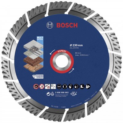 BOSCH Disque Diamant Multi-materiaux Expert 230x22.23x2.4x15mm