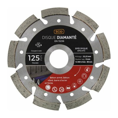 SCID Disque diamant ventil&eacute; &agrave; tron&ccedil;onner - &Oslash; 125 mm - B&eacute;ton / M&eacute;tal - 