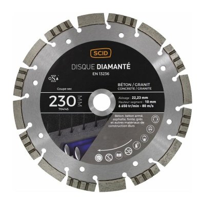 SCID Disque diamant&eacute; b&eacute;ton granit ventil&eacute; Diam&egrave;tre 230 mm 