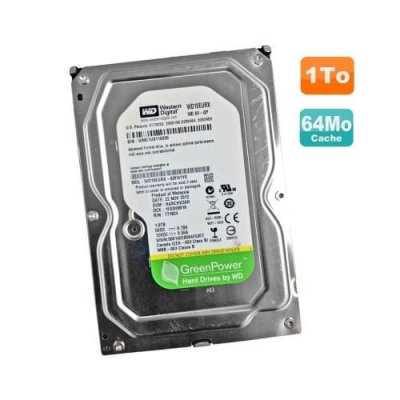 WESTERN DIGITAL Disque Dur Interne AV-GP 1000Go HDD 3.5 SATA 6Gbit/s 5400RPM Argent