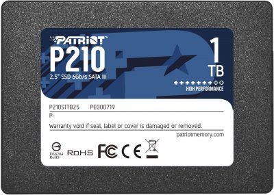 PATRIOT Disque Dur SSD Interne P210S1TB25 1To 2.5 500Mo/s SATA 6.0Go/s Noir