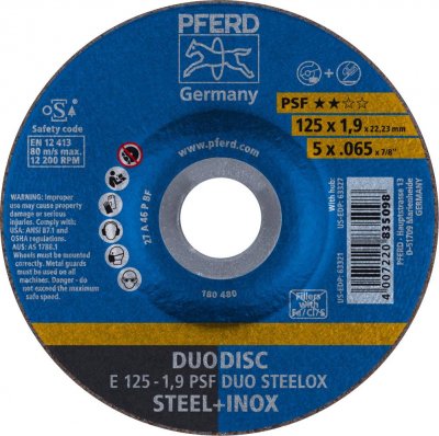 PFERD Disque polyvalent ps-forte a  La pi&egrave;ce - &oslash; mm: 125 - Ep. mm: 1.9