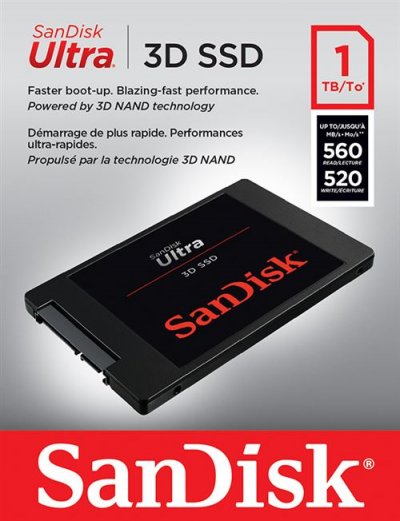 SANDISK Disque SSD Interne  Ultra 3D 1 To Noir + Rescu pro