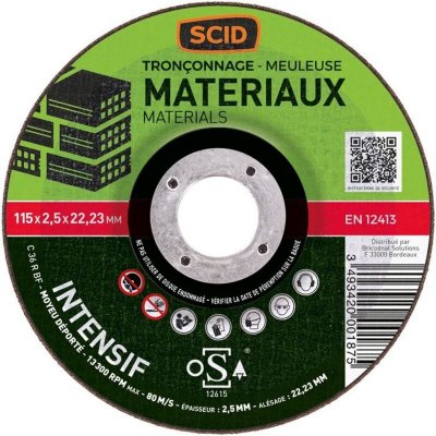 SCID Disques &agrave; tron&ccedil;onner - mat&eacute;riaux - &Oslash; 115 x 3,2 mm