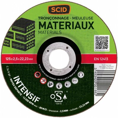 SCID Disques &agrave; tron&ccedil;onner  - Mat&eacute;riaux - Diam&egrave;tre 125 mm - Al&eacute;sage 22,2 mm