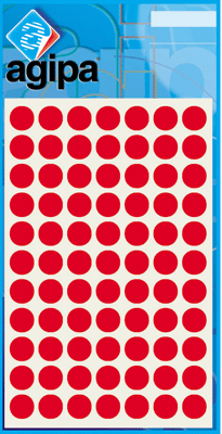 AGIPA Disques adh&eacute;sifs  8 mm rouge - sachet de 462