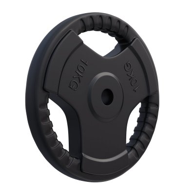 GORILLA SPORTS Disques en fonte avec poignees et revetement caoutchouc 31mm de 1 25 kg a 25 kg poids 10 kg