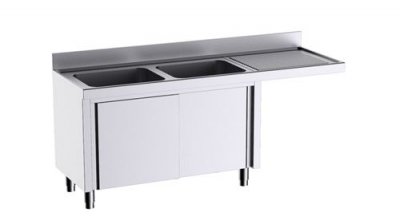DISTFORM  Meuble pour plonges L.1800mm avec Portes Coulissantes et Espace pour Lave-Vaisselle