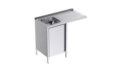 DISTFORM  Plonge 1 Bac avec Portes et Passage pour Lave-Vaisselle &agrave; Droite - L 1000 x P 500 mm