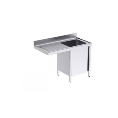 DISTFORM  Plonge 1 Bac avec Portes et Passage pour Lave-Vaisselle &agrave; Gauche - L 1200 x P 550 mm
