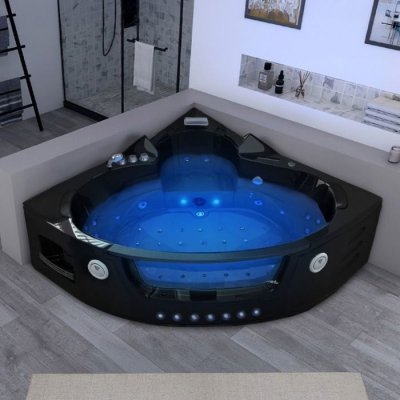 Distribain Baignoire Baln&eacute;o d'angle Maeva Black whirlpool 39 jets
