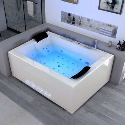 Distribain_D Baignoire baln&eacute;o rectangulaire Elle&Lui 40 jets Whirlpool