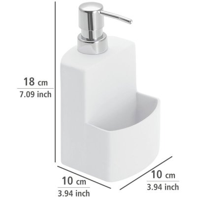 WENKO Distributeur rechargeable de liquide vaisselle avec porte &eacute;ponge  blanc