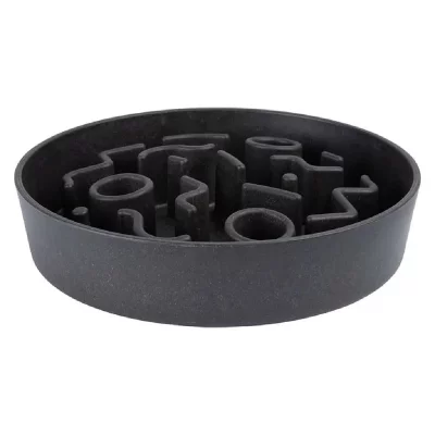 DISTRICT70 Mangeoire lente pour chiens Bambou 28 cm Gris fonc&eacute;