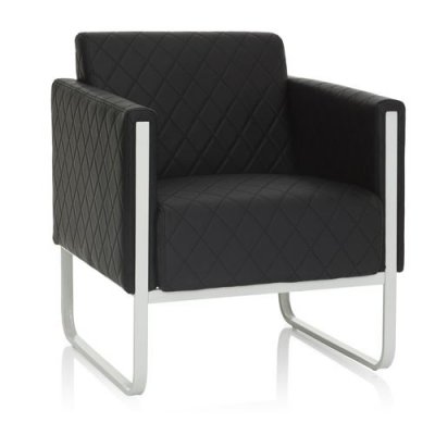 HJH OFFICE Divan lounge ARUBA cadre argentin similicuir 1 place noir 