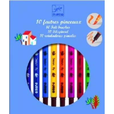 DJECO  - 10 feutres pinceaux classiques