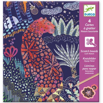 DJECO  DJ09728 , 4 cartes &agrave; gratter Nature Luxuriante - Multicolore