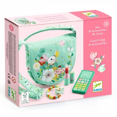  DJECO- Imitaci&oacute;n Bolso y accesorios de Lucy Sacs &agrave; Dos en Peluche, 36685, Multicolore