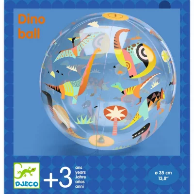DJECO - Juego habilidad Pelota Dino &Oslash; 35 cm Balles de Jeu, 30174, Multicolore