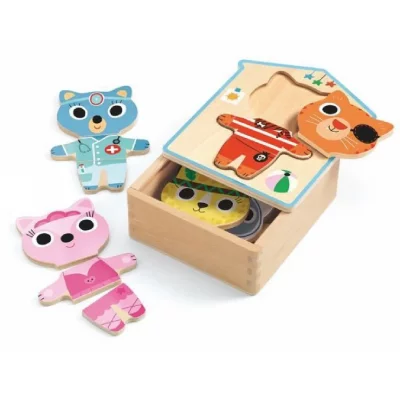 DJECO  Puzzle 6 x 3 pi&egrave;ces Dressup-mix