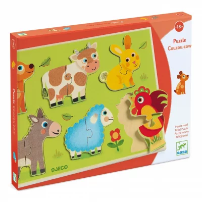 DJECO  - puzzle relief en bois - coucou prairie 