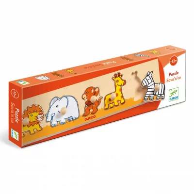 DJECO Djeko Sava'n'co - Puzzle D'encastrement En Bois - 5 Pi&egrave;ces - 