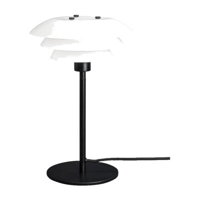 DYBERG LARSEN DL20 - Lampe de table en verre opal et m&eacute;tal noir, h 30 cm d 20 cm