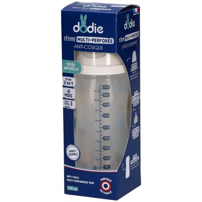 DODIE  Biberons Plastique 330Ml Plus de 6 Mois Nature Bleu D&eacute;bit 3