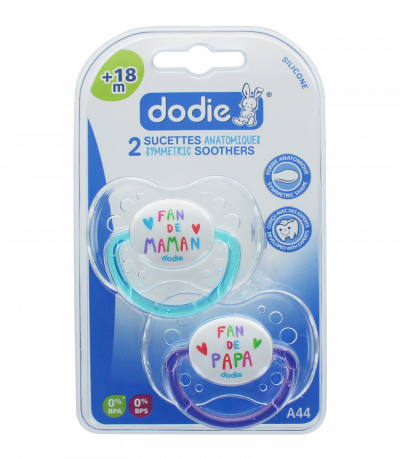 DODIE  Duo sucettes +18 mois Motiv 'Fan' t&eacute;terelle nervur&eacute;e